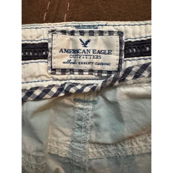 American Eagle Outfitters Women's 100% Cotton Blue Gingham Chino Shorts Size 10 - Picture 3 of 10